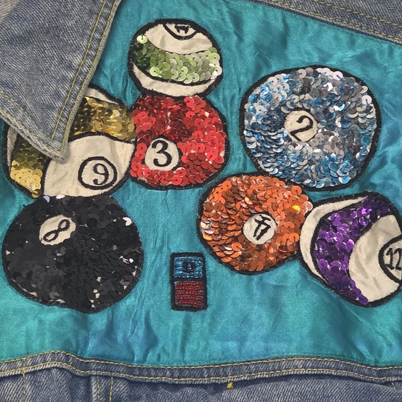 Vintage 80's-90's Cedars Sz M Art Jean Jacket Denim Billards Pool Unisex? - Picture 11 of 13